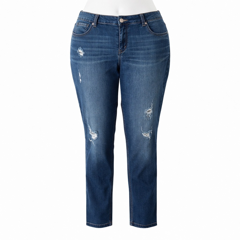 Size 20W Melissa McCarthy Seven7 Womens Distressed Jeans Stretch Denim Plus Size